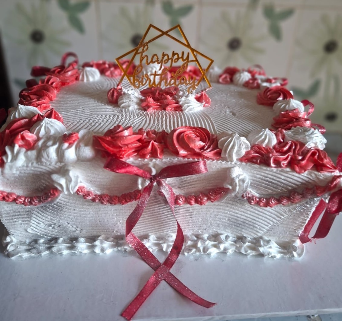 Red and white cake
